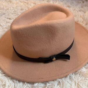 Peach Wool Felt Fedora with Black Band